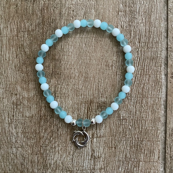 Ocean Jewelry Jewelry - Ocean Jewelry Sea Glass Dolphin Charm Anklet